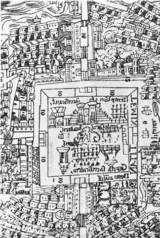 Tenochtitlan según el plano de Cortés, detalle
