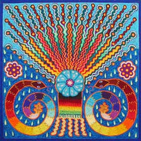 Cuadro huichol. La visión del peyote