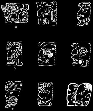 Deidades mayas de los números 4, 6 y 9.